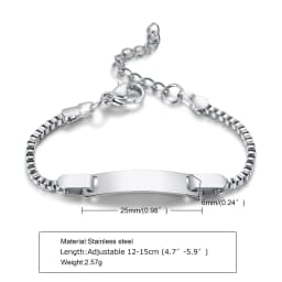 Custom Personalized Name ID Bracelet Gilrs Boy Gifts, Stainless Steel Curb Chain Link Crown Bracelet Not Allergic