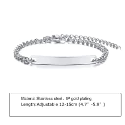 Custom Personalized Name ID Bracelet Gilrs Boy Gifts, Stainless Steel Curb Chain Link Crown Bracelet Not Allergic