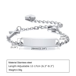 Custom Personalized Name ID Bracelet Gilrs Boy Gifts, Stainless Steel Curb Chain Link Crown Bracelet Not Allergic