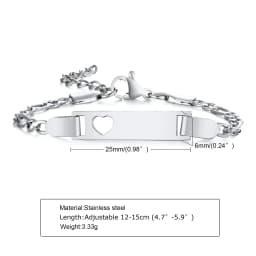 Custom Personalized Name ID Bracelet Gilrs Boy Gifts, Stainless Steel Curb Chain Link Crown Bracelet Not Allergic