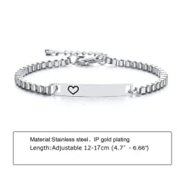 Custom Personalized Name ID Bracelet Gilrs Boy Gifts, Stainless Steel Curb Chain Link Crown Bracelet Not Allergic