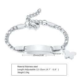 Custom Personalized Name ID Bracelet Gilrs Boy Gifts, Stainless Steel Curb Chain Link Crown Bracelet Not Allergic