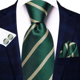 Hi-Tie Designer Green Solid Striped Paisley Wedding Tie For Men Necktie Hanky Cufflink Fashion Business Party Dropshipping