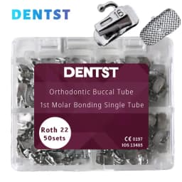 Dentst 50 Sets/Box Orthodontics Dental 1st 2nd Molar Bondable Buccal Tubes Non-Convertible Mesh Base Single Tools Roth MBT 0.022