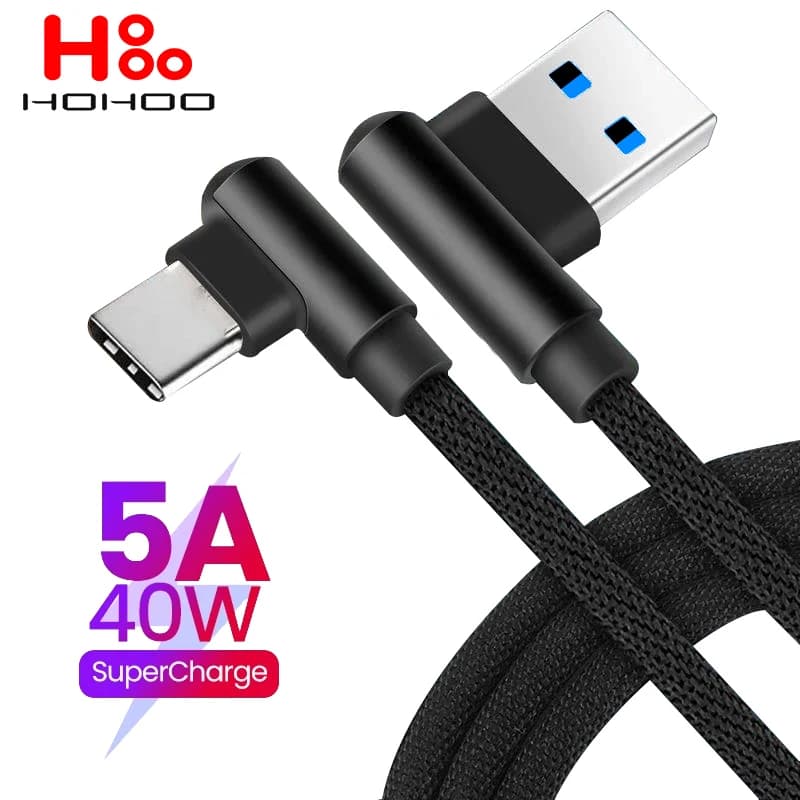 Fast Charge 5A usb Type C Cable For Huawei Mate40 30 P60 40Pro 5G L head Type-C Cable For mi Poco X3 redmi K60 50 pro Fast cable