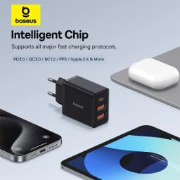 Baseus 30W USB Charger QC PD3.0 Type C PD Fast Charging Quick Phone Charger For iPhone 17 16 15 14 13 12 Pro Max Xiaomi Samsung