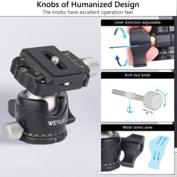 Tripod Head Universal Ball Head All Metal Low Profile Panoramic Video Ballhead Quick Release Plate for Tripod DSLR Monopod EH30S