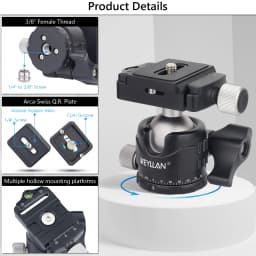 Tripod Head Universal Ball Head All Metal Low Profile Panoramic Video Ballhead Quick Release Plate for Tripod DSLR Monopod EH30S