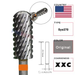 RolinStar 5.35 Small Round Top Barrel Gold Carbide Manicure Nail Drill Bit File Accessories 8 Different
