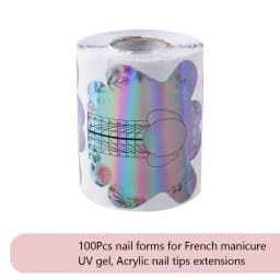 100Pcs Nail Forms For French Nails Tips Extension, UV Gel Building Self Adhesive Paper Molds Stencil