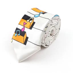 Men's Classic Skinny Tie Fashion Colorful Musical Notes Printed Piano Polyester 5cm Width Necktie Party Cosplay Gift Accessory