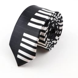 Men's Classic Skinny Tie Fashion Colorful Musical Notes Printed Piano Polyester 5cm Width Necktie Party Cosplay Gift Accessory