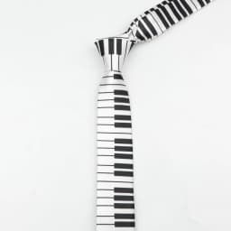 Men's Classic Skinny Tie Fashion Colorful Musical Notes Printed Piano Polyester 5cm Width Necktie Party Cosplay Gift Accessory