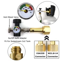 New Soda & Stream Co2 Cylinder Tank Refill Adapter Adaptor Filling Station W21.8-14 Or CGA320