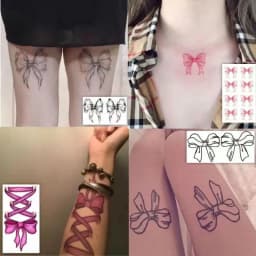 New 2021 Dark Bow Faux Tatouage Stickers Temporary Women Sexy Transferable Tattoo  Body Art Waterproof Long Lasting Thigh Tattoo