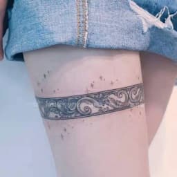 New 2021 Dark Bow Faux Tatouage Stickers Temporary Women Sexy Transferable Tattoo  Body Art Waterproof Long Lasting Thigh Tattoo