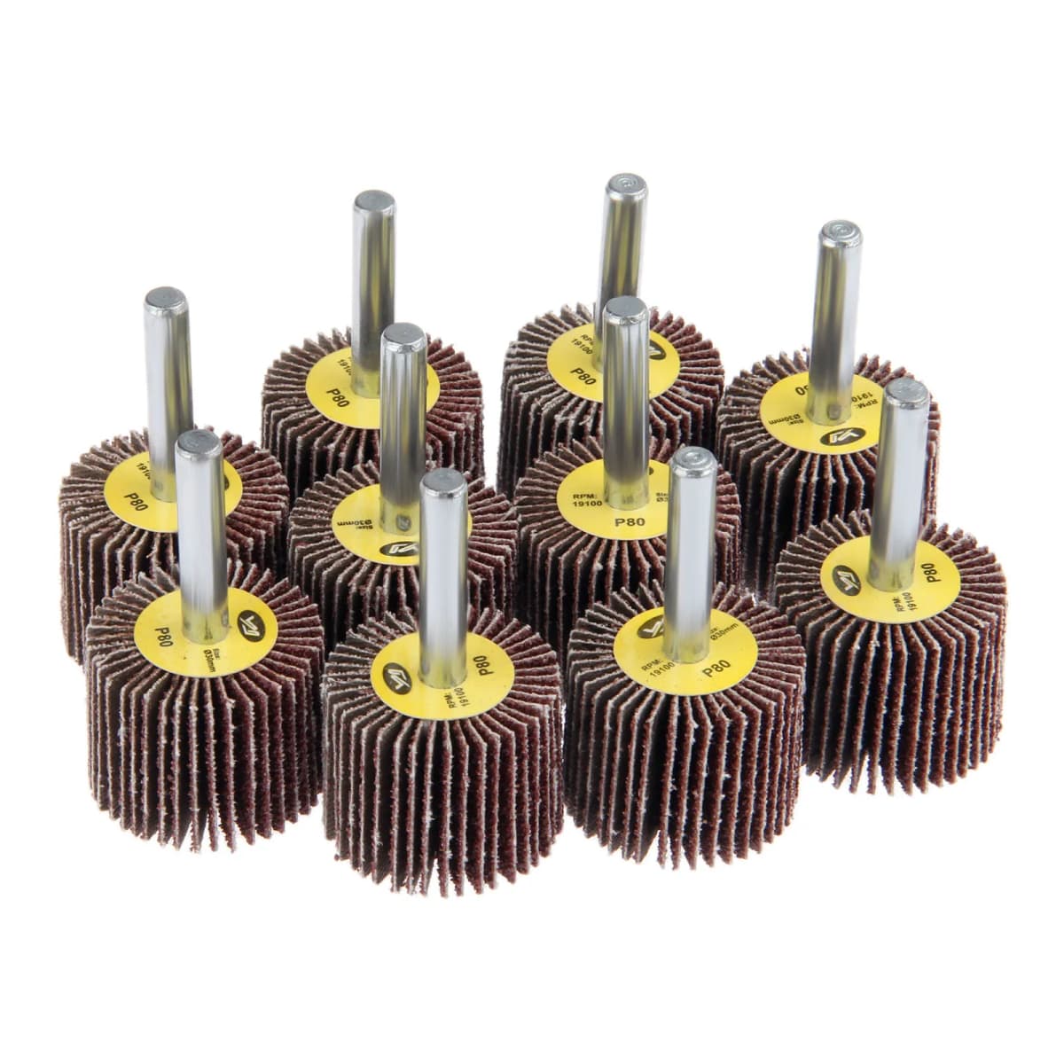 10pcs 30mm Flap Wheels 80Grit Sanding Disc Grinding Mini Drill Sand Polishing Wheel 6mm Shank Rotary Tool Accessories