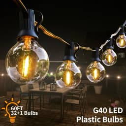 LED String Light G40 Shatterproof Light String IP44 Patio Light Outdoor Garland Light For Garden Wedding Decoration 18M 26M 45M