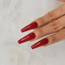 Red Hot Fake Nails Extra Long Coffin Artificial Nails Press On Solid Color Gel Shine Acrylic Ballerina Nail Tips Salon Tool
