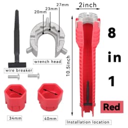 8 In 1 Flume Wrench Anti-slip Kitchen Sink Key Repair Wrench Bathroom Faucet Assembly Plumbing Installation Wrench Set