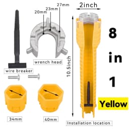 8 In 1 Flume Wrench Anti-slip Kitchen Sink Key Repair Wrench Bathroom Faucet Assembly Plumbing Installation Wrench Set