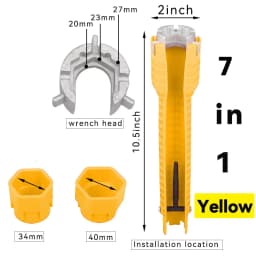 8 In 1 Flume Wrench Anti-slip Kitchen Sink Key Repair Wrench Bathroom Faucet Assembly Plumbing Installation Wrench Set