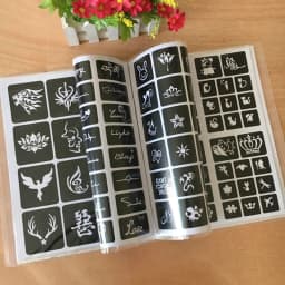 1 Book 635 Semi-Permanent Pattern Template Album Hollow English Color Drawing Book Tattoo Printing Sticker