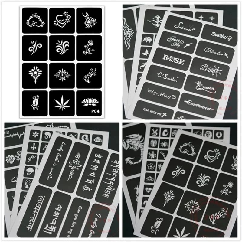 1 Book 635 Semi-Permanent Pattern Template Album Hollow English Color Drawing Book Tattoo Printing Sticker