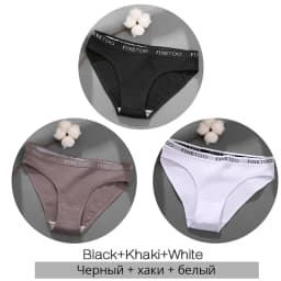 FINETOO 3Pcs/Set Women's Cotton Panties Fashion Letter Underpants Female Low-rise Briefs Underwear Sexy Ladies Lingerie M-2XL