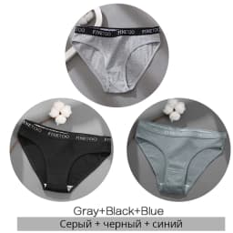 FINETOO 3Pcs/Set Women's Cotton Panties Fashion Letter Underpants Female Low-rise Briefs Underwear Sexy Ladies Lingerie M-2XL
