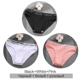 FINETOO 3Pcs/Set Women's Cotton Panties Fashion Letter Underpants Female Low-rise Briefs Underwear Sexy Ladies Lingerie M-2XL
