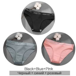 FINETOO 3Pcs/Set Women's Cotton Panties Fashion Letter Underpants Female Low-rise Briefs Underwear Sexy Ladies Lingerie M-2XL