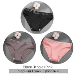 FINETOO 3Pcs/Set Women's Cotton Panties Fashion Letter Underpants Female Low-rise Briefs Underwear Sexy Ladies Lingerie M-2XL