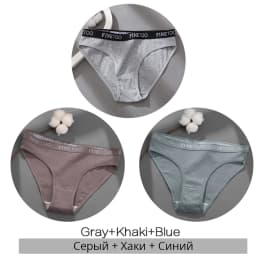 FINETOO 3Pcs/Set Women's Cotton Panties Fashion Letter Underpants Female Low-rise Briefs Underwear Sexy Ladies Lingerie M-2XL