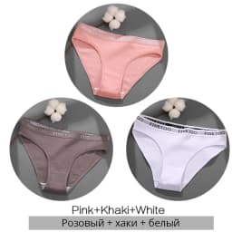 FINETOO 3Pcs/Set Women's Cotton Panties Fashion Letter Underpants Female Low-rise Briefs Underwear Sexy Ladies Lingerie M-2XL
