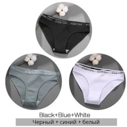 FINETOO 3Pcs/Set Women's Cotton Panties Fashion Letter Underpants Female Low-rise Briefs Underwear Sexy Ladies Lingerie M-2XL