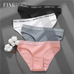 FINETOO 3Pcs/Set Women's Cotton Panties Fashion Letter Underpants Female Low-rise Briefs Underwear Sexy Ladies Lingerie M-2XL
