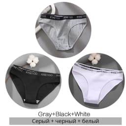 FINETOO 3Pcs/Set Women's Cotton Panties Fashion Letter Underpants Female Low-rise Briefs Underwear Sexy Ladies Lingerie M-2XL
