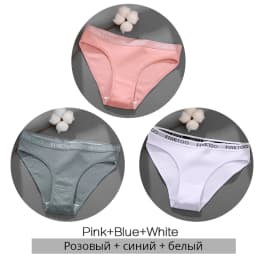 FINETOO 3Pcs/Set Women's Cotton Panties Fashion Letter Underpants Female Low-rise Briefs Underwear Sexy Ladies Lingerie M-2XL