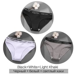 FINETOO 3Pcs/Set Women's Cotton Panties Fashion Letter Underpants Female Low-rise Briefs Underwear Sexy Ladies Lingerie M-2XL