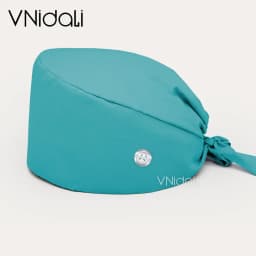 Solid color scrub cap with button pet grooming working Caps surgical cap Lab work hat womens Scrub hats nurse accessories