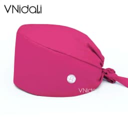Solid color scrub cap with button pet grooming working Caps surgical cap Lab work hat womens Scrub hats nurse accessories