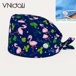 Solid color scrub cap with button pet grooming working Caps surgical cap Lab work hat womens Scrub hats nurse accessories
