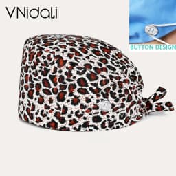 Solid color scrub cap with button pet grooming working Caps surgical cap Lab work hat womens Scrub hats nurse accessories
