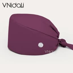 Solid color scrub cap with button pet grooming working Caps surgical cap Lab work hat womens Scrub hats nurse accessories