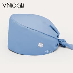 Solid color scrub cap with button pet grooming working Caps surgical cap Lab work hat womens Scrub hats nurse accessories