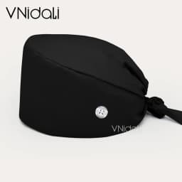 Solid color scrub cap with button pet grooming working Caps surgical cap Lab work hat womens Scrub hats nurse accessories