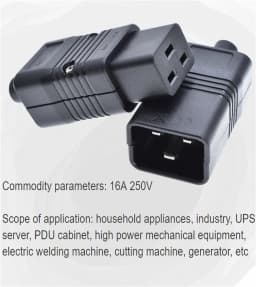 PDU/UPS Socket Standard IEC320 C19 C20 16A 250V AC Electrical Power Cable Cord Connector Removable Plug Female Male Plug Adapter