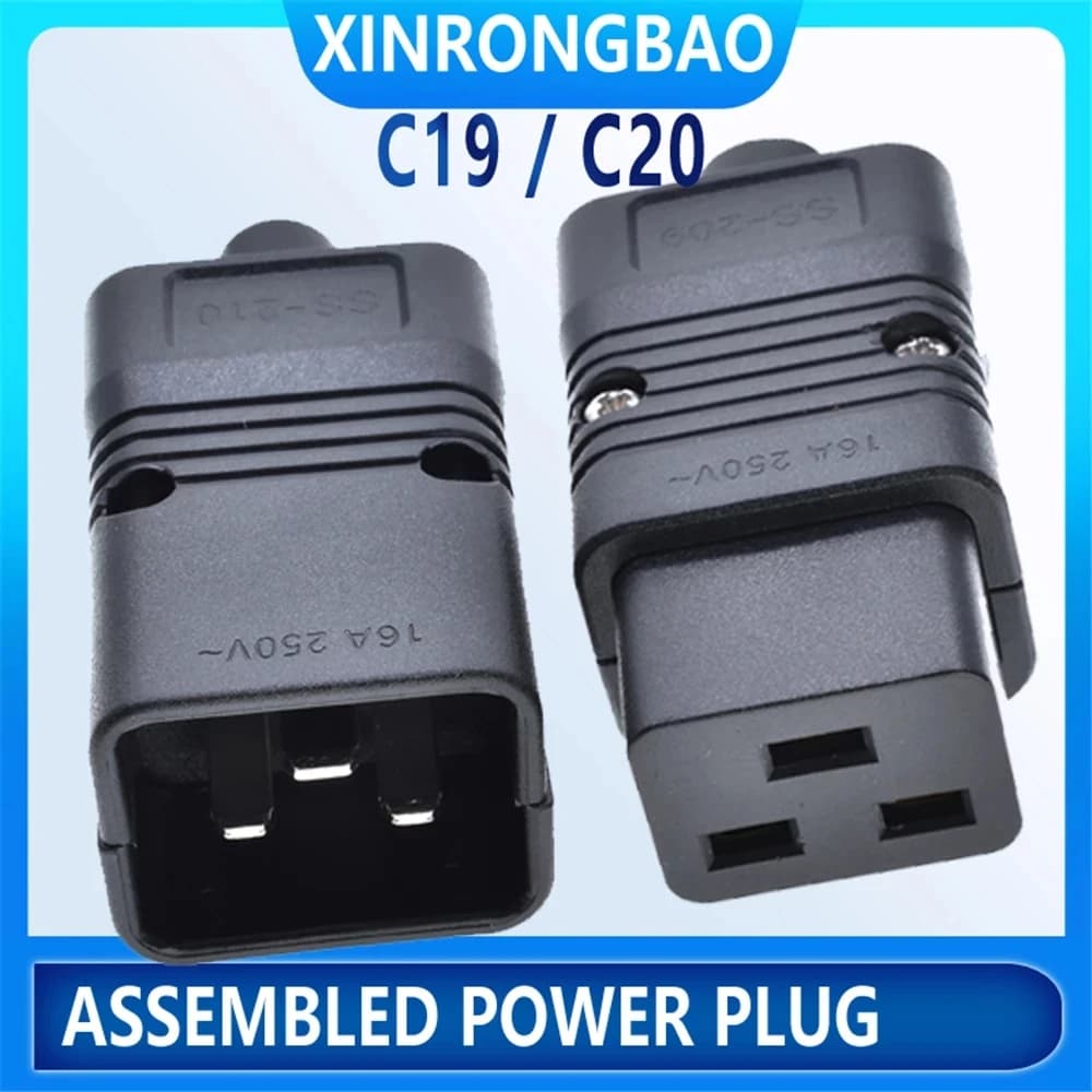 PDU/UPS Socket Standard IEC320 C19 C20 16A 250V AC Electrical Power Cable Cord Connector Removable Plug Female Male Plug Adapter
