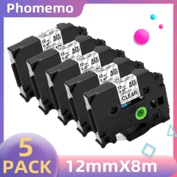 5PK Label Tape for P3100 E1000 Pro Ribbon Label Maker Printer Black on White TZe-231 TZe-631 Compatible for Brother P-touch
